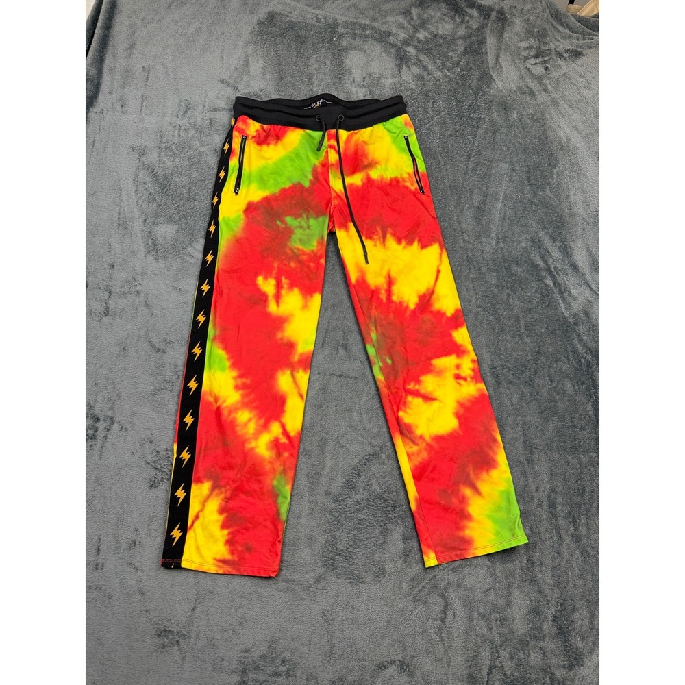 GUESS x J Balvin Tie‎ Dye Jogger Pants Size M Lightning Bolt Track Streetwear